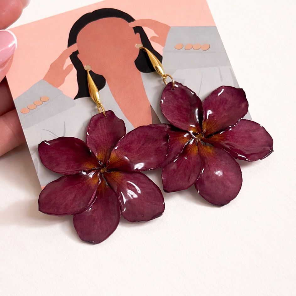 Burgundy Flower Earings